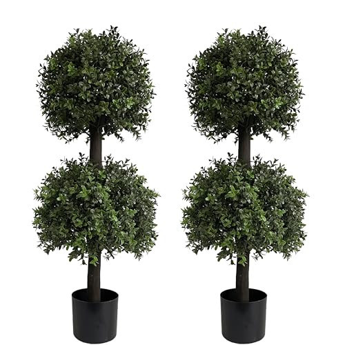 ALL SEASON GREEN 3ft Topiary Trees Artificial Outdoor Double Ball Shape Boxwood Topiary UV Resistant, Front Porch Decor Set of 2 | Amazon (US)