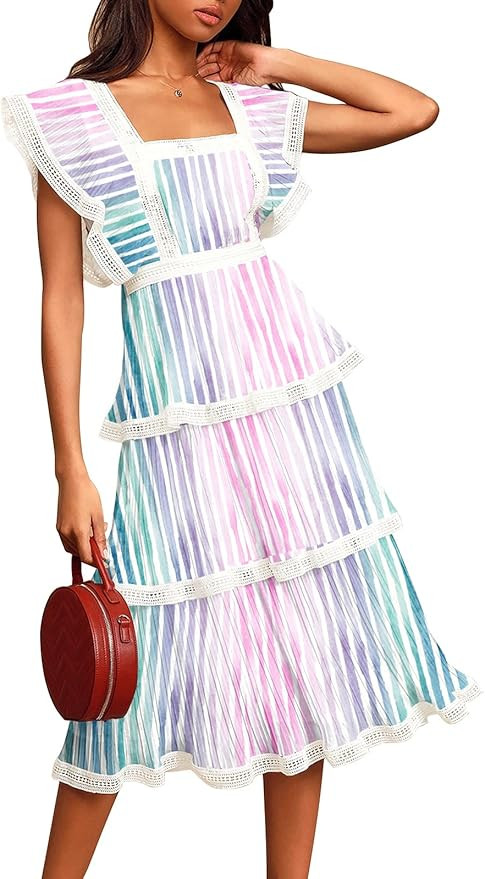 ETCYY Women's Off The Shoulder Ruffles Summer Loose Casual Chiffon Long Party Beach Maxi Dress ... | Amazon (US)