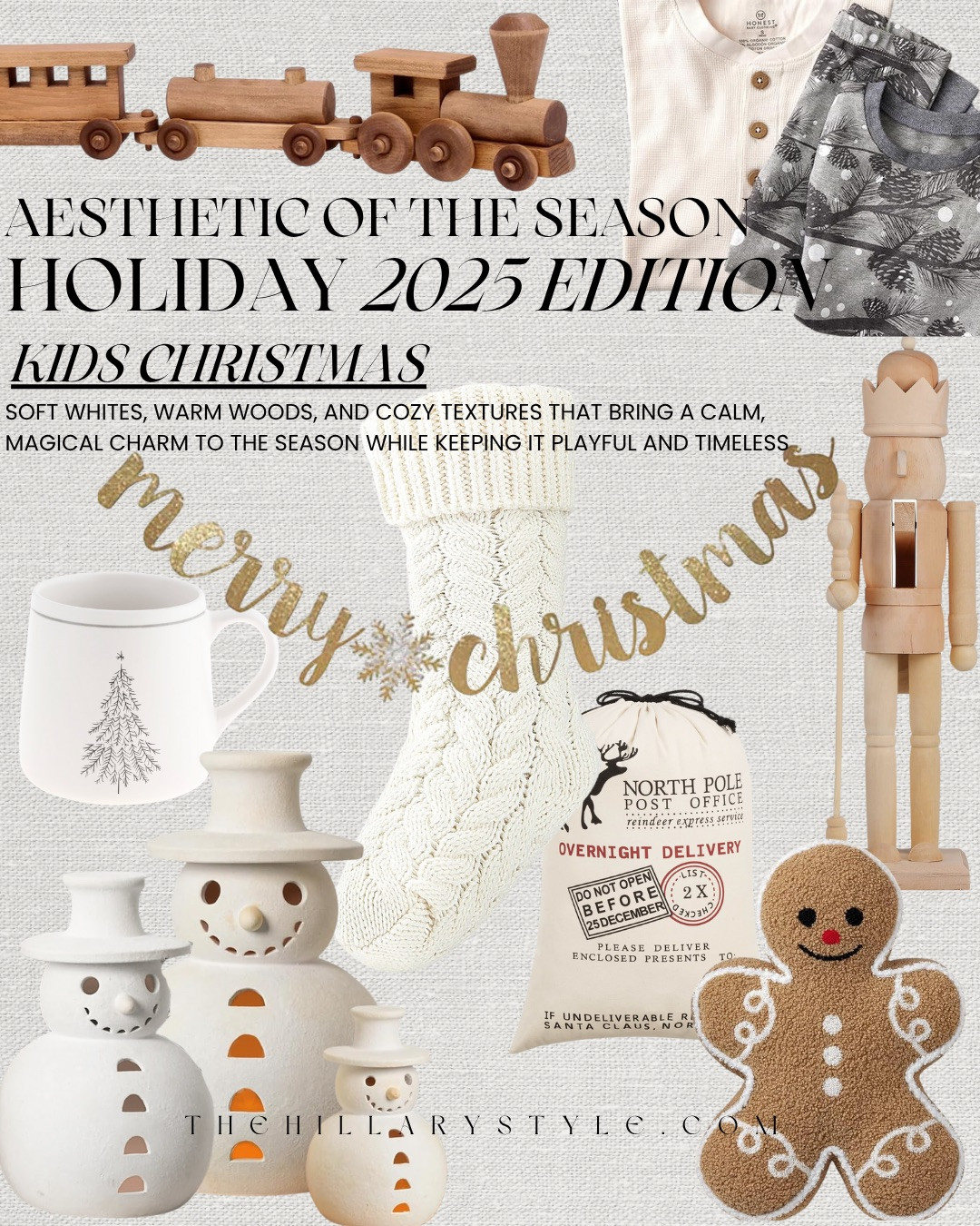 ✨KIDS CHRISTMAS · HOLIDAY 2025 AESTHETIC✨ A Kids Christmas filled with cozy magic — soft whites, warm woods, and playful textures that capture the wonder of the season. From gingerbread and snowmen to classic toys and cable-knit stockings, this look blends timeless charm with a calming, storybook feel. Perfect for creating memories that feel as warm as they look.

#TheHillaryStyle #Amazon #HolidayDecor #KidsChristmas #CozyHolidayStyle #PlayfulDecor #ChristmasMagic #NeutralChristmas #WarmHolidayVibes #ClassicChristmas #DesignerInspired #TimelessHoliday #ModernClassic #UnderstatedLuxury #FamilyHolidayStyle 

 #LTKHoliday #LTKOver40 #LTKStyleTip