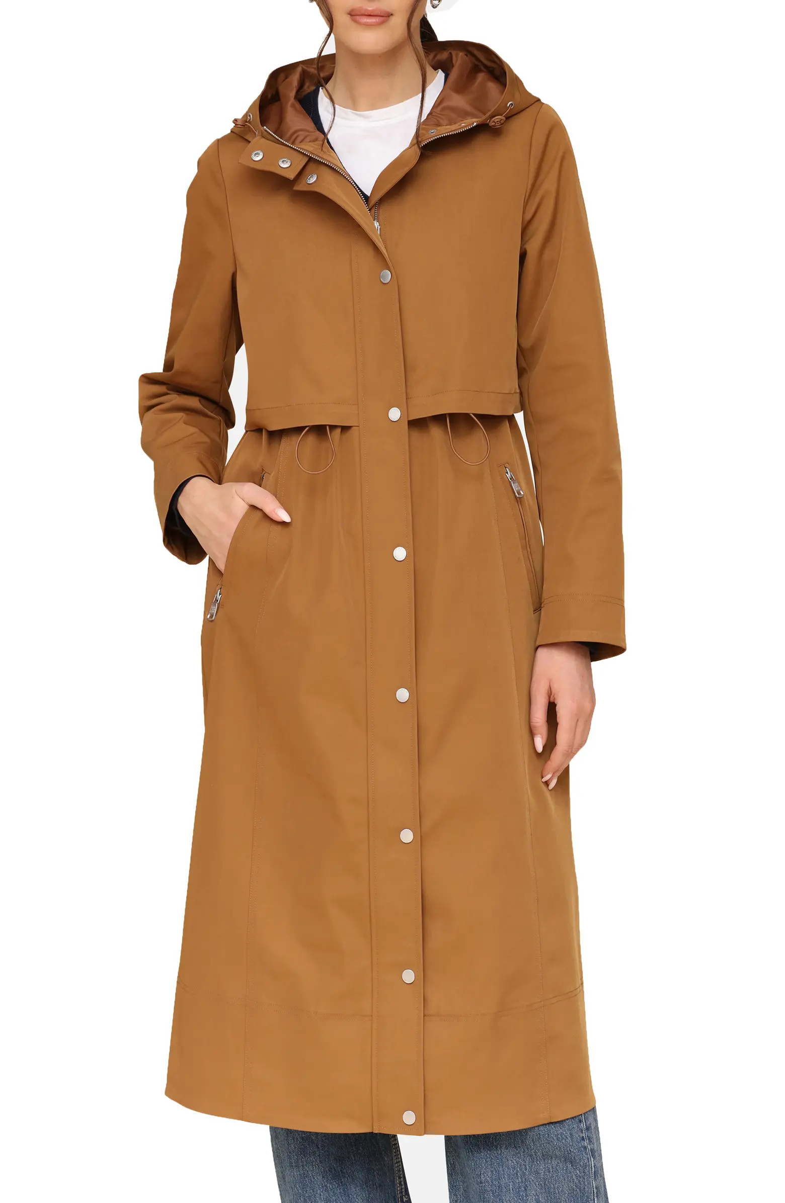 Water Resistant Twill Hooded Longline Coat | Nordstrom
