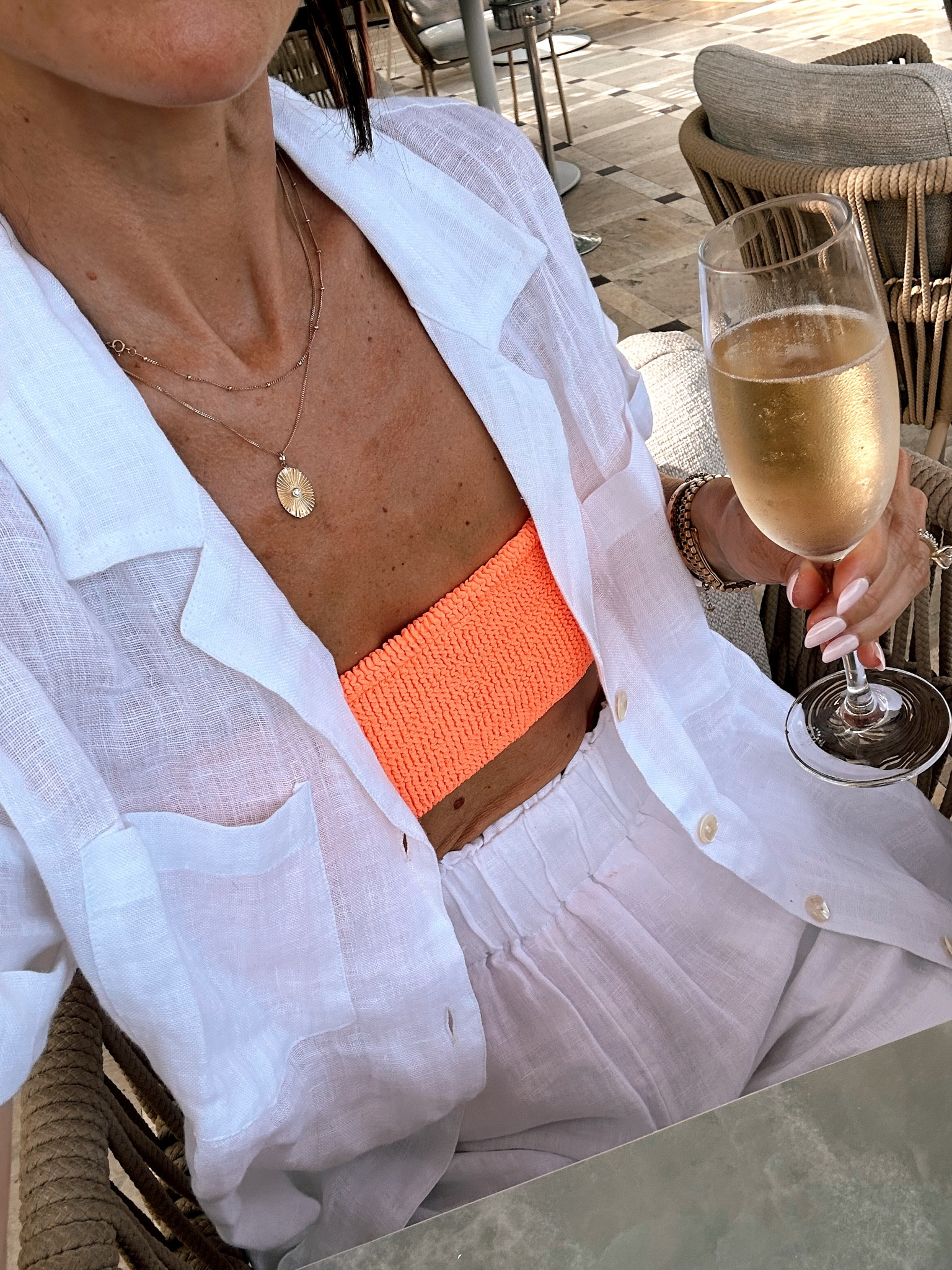 Swim outfit 
Short sleeve linen coverup 
Linen shorts 

#LTKswim #LTKtravel