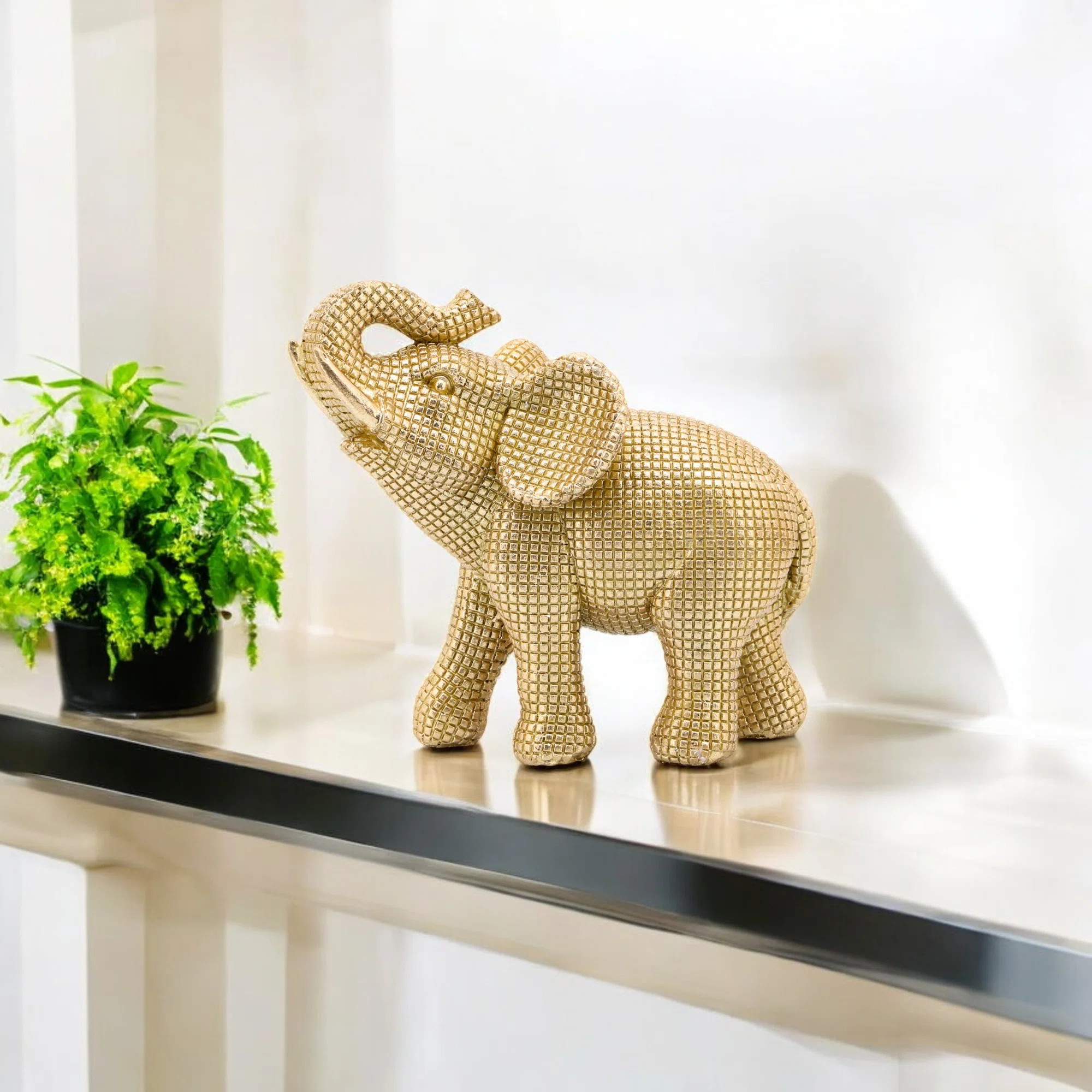Modern Resin Polyresin Elephant Figurine with Intricate Detailing - Elegant Decorative Accent for... | Wayfair North America