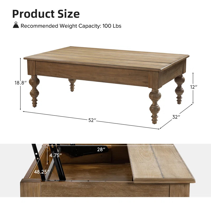 Aristidh Rectangular Lift Top Coffee Table with Storage Shelf | Wayfair North America