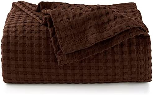 Utopia Bedding Cotton Waffle Blanket 300 GSM (Brown - 90x108 Inches) Soft Lightweight Breathable Bed | Amazon (US)
