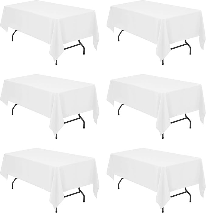 BRILLMAX 6 Pack White Tablecloths for 6 Foot Rectangle Tables 60 x 102 Inch - 6ft Rectangular Bul... | Amazon (US)