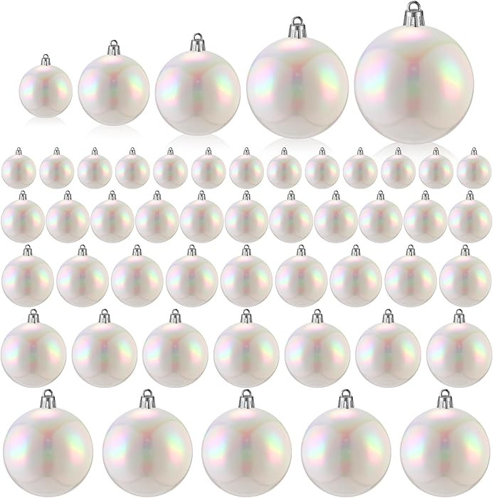 Shappy 50 Pcs Christmas Iridescent Ornaments Halloween, Transparent DIY Shatterproof Hanging Rain... | Amazon (US)
