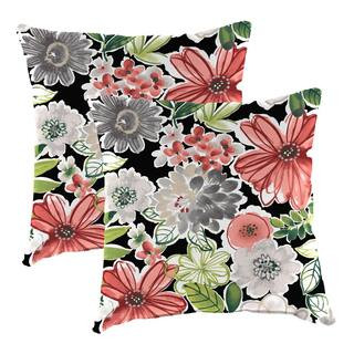 Jordan Manufacturing 16 in. L x 16 in. W x 4 in. T Square Outdoor Throw Pillow in Tamani Black (2... | The Home Depot