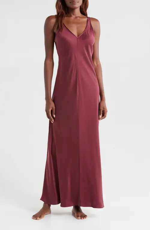 Lunya Washable Silk Nightgown in Calliope Wine at Nordstrom, Size X-Large | Nordstrom