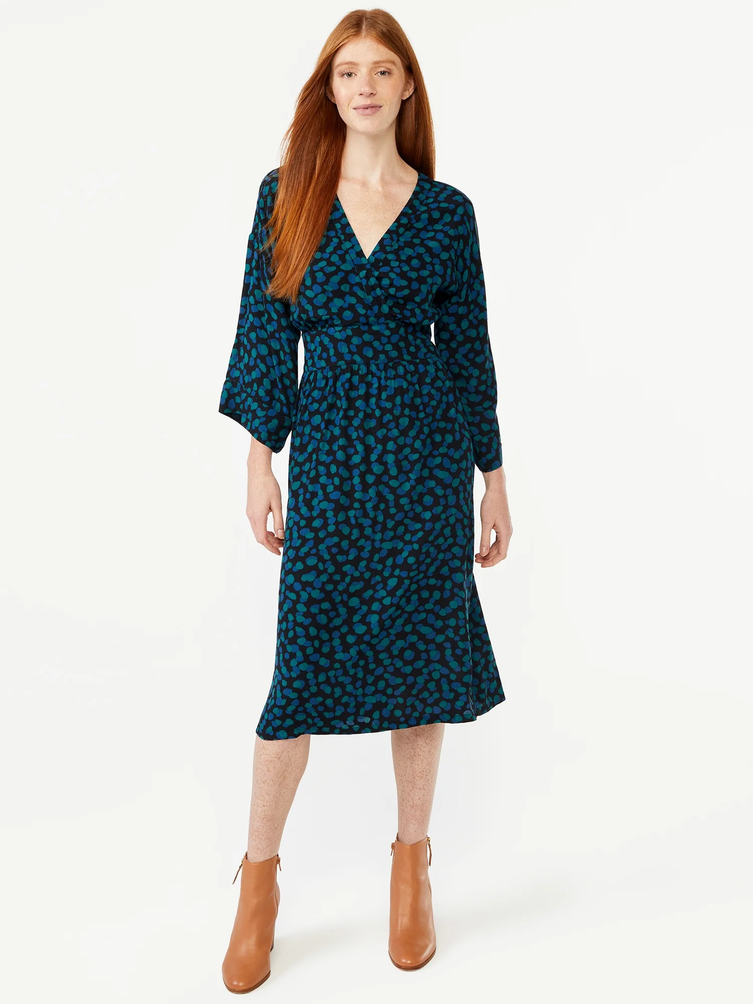 Free Assembly Women's Tie Back Dolman Sleeve Midi Dress - Walmart.com | Walmart (US)