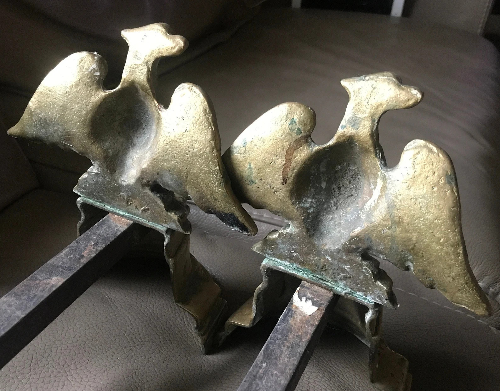 Heavy pair of bronze andirons, Eagle turned to the left | Etsy (US)