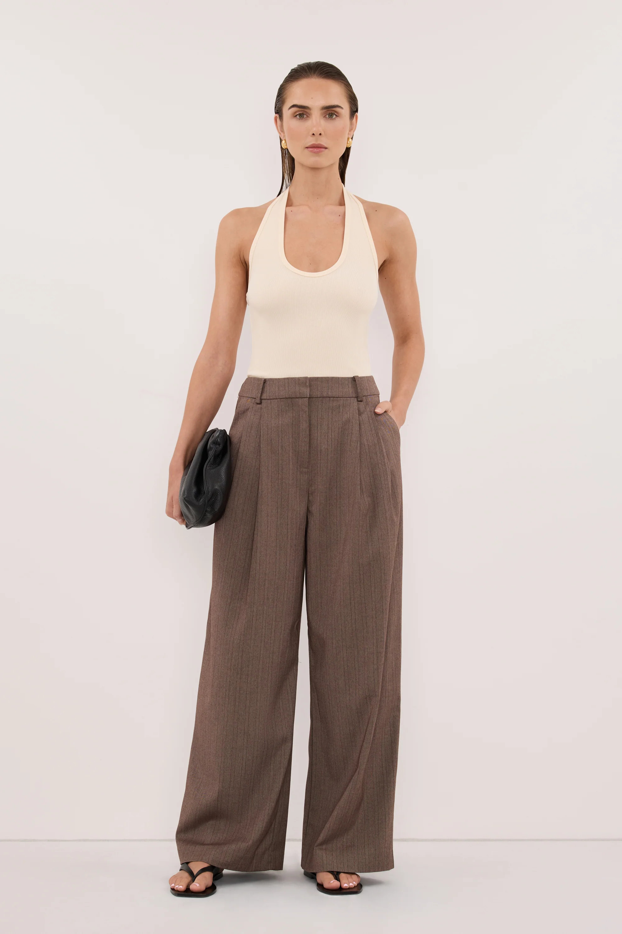 HARLAN SANDSTONE KNIT HALTER TOP | DISSH