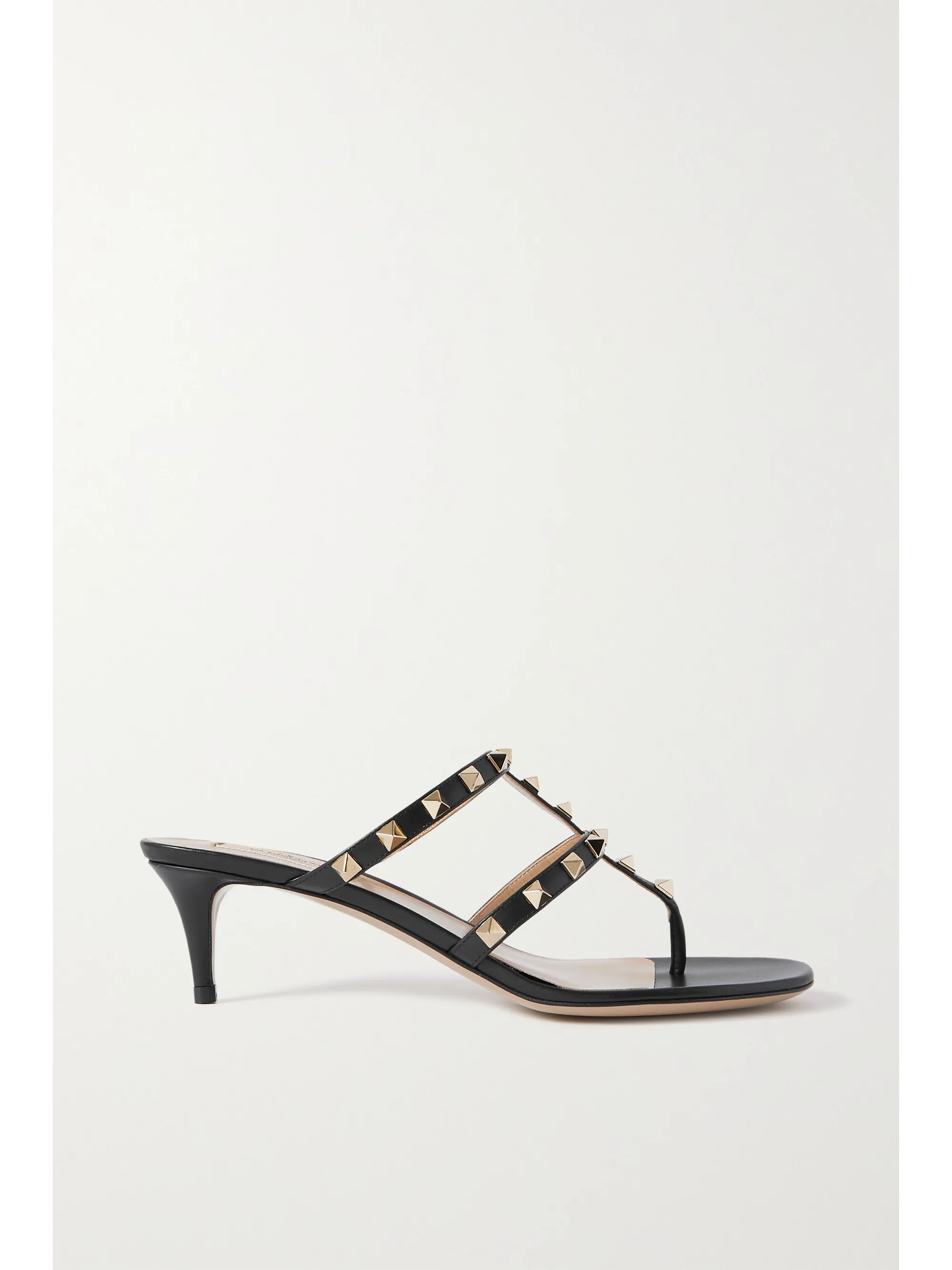 Black Valentino Garavani Rockstud 50 leather sandals | Valentino | NET-A-PORTER | NET-A-PORTER (UK & EU)