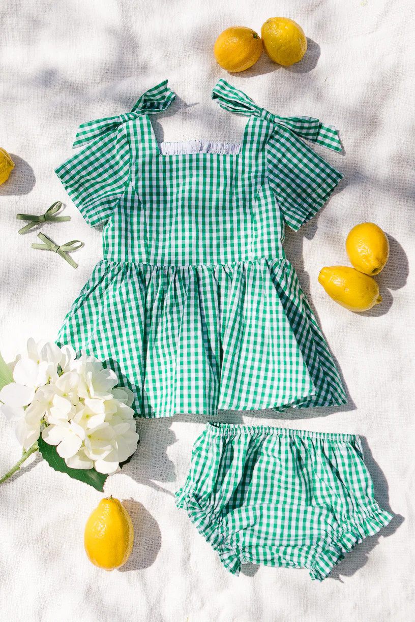 Baby Blakely Dress Set in Green Gingham | Ivy City Co
