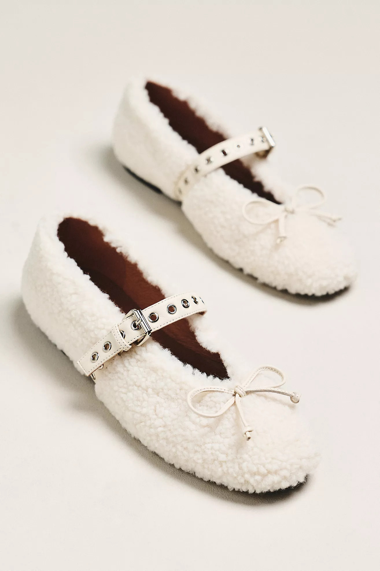 Bibi Lou Sherpa Fleece Moto Ballet Flats | Anthropologie (US)