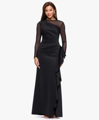 Xscape Womens Long Sleeve Scuba Power Mesh Dress | Macy's