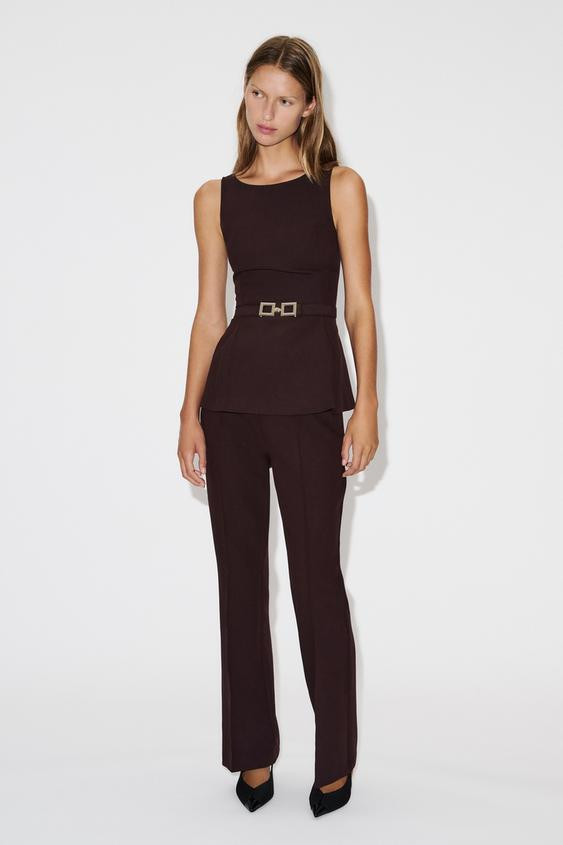 BELTED PEPLUM VEST | Zara US