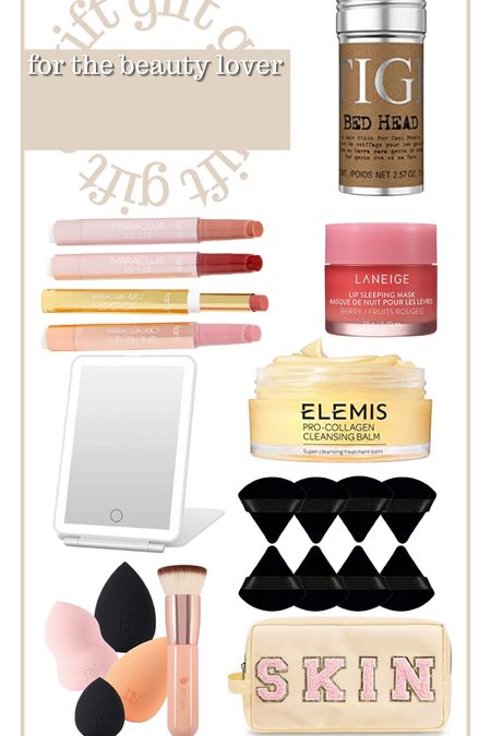 Gift guide for beauty lovers 
Tarte maracuja lip balm 
Leneige lip mask 
Elemis cleansing balm 
Portable light mirror 
Sponges 
Makeup triangles 
Hair wax 

#LTKSeasonal #LTKGiftGuide #LTKHoliday