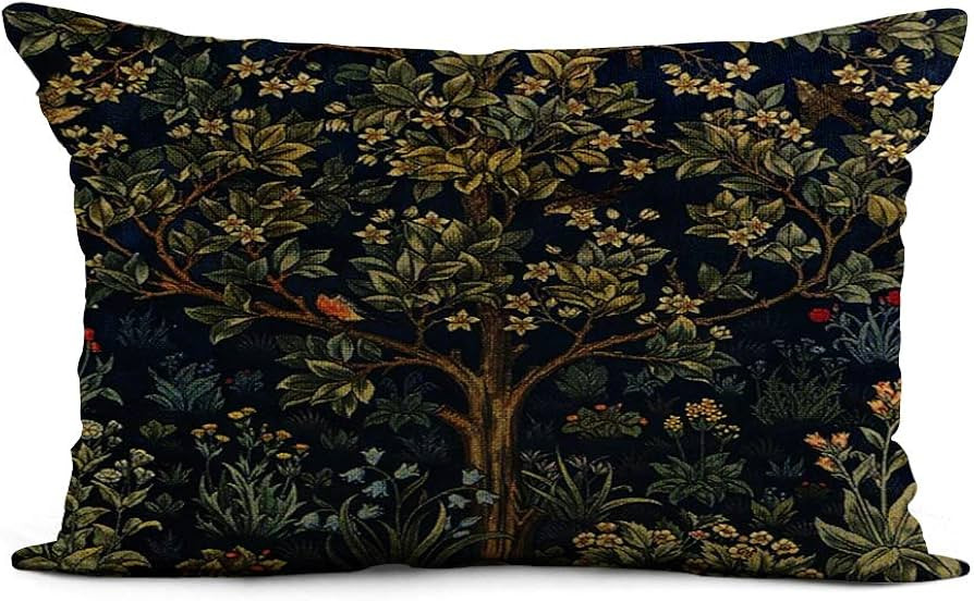 HODKHNO Throw Pillow Cover 12x20 Inch William Tree of Life Morris Vintage Floral Pre Raphaelite Home Decor Pillowcase Lumbar Pillow Case Cushion Cover for Sofa Couch Bed | Amazon (US)