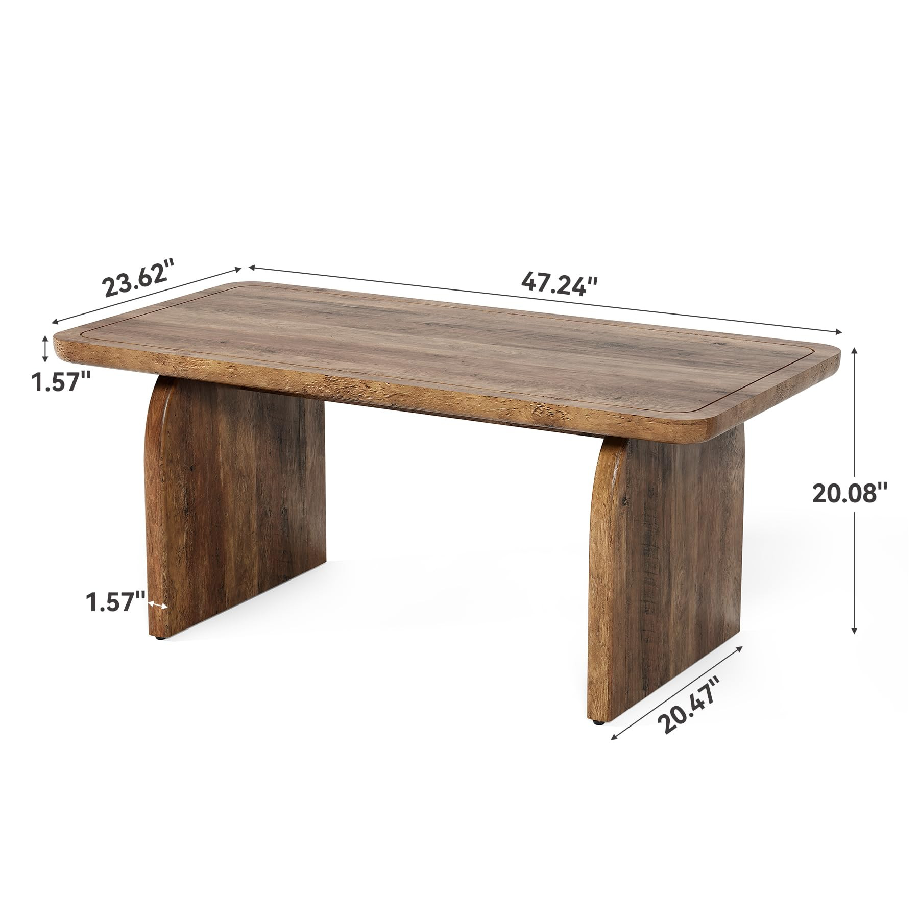 LITTLE TREE Farmhouse Coffee Table, 47 Inches Wooden Center Tables with Rounded Corners, Rectangu... | Amazon (US)