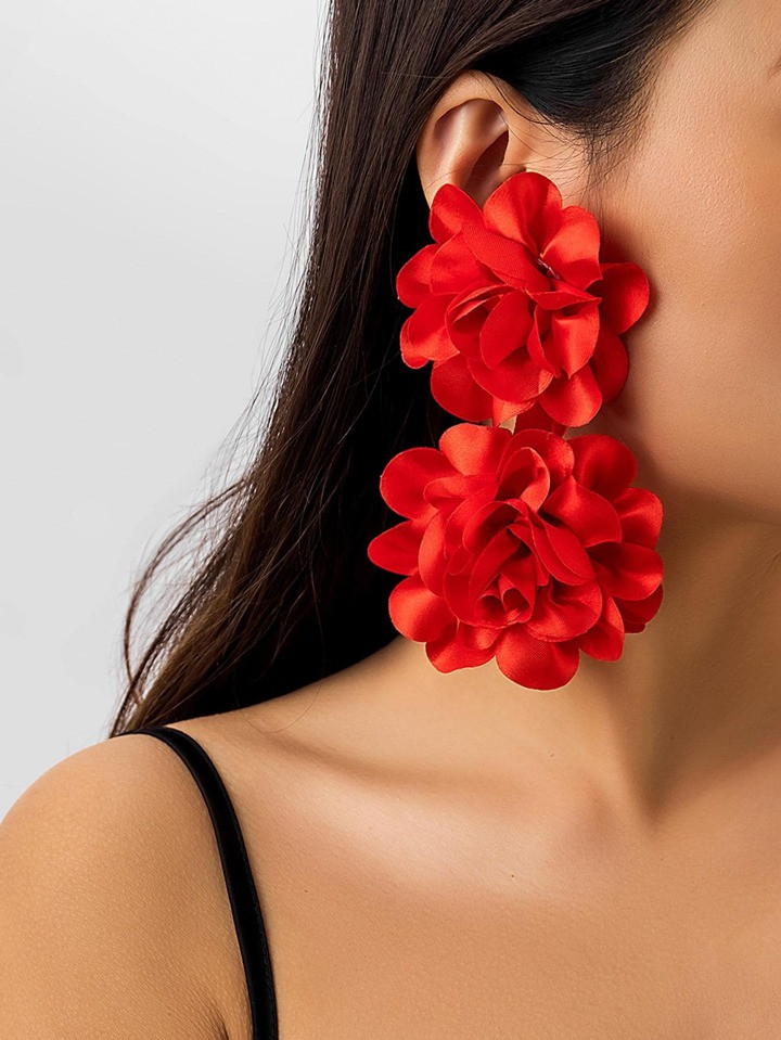 1pair Fashion Flower Decor Earrings For Women For Party | SHEIN