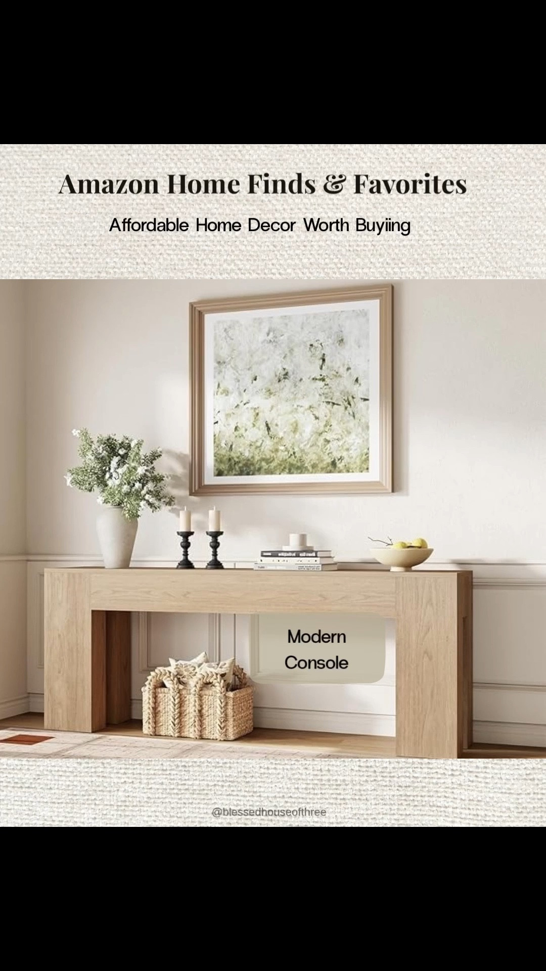 Amazon home finds I’m loving lately 🤍 sharing a mix of affordable neutral decor that gives that high end organic modern look without the high price tag including a beautiful wood console table, brass sconces, neutral wall art and a look for less lamp that instantly elevates any space. These are the kind of everyday organic modern home pieces I actually use and style in my home and they’re perfect if you’re updating your living room, entryway or styling a console table. Follow me on LTK for daily home decor, Amazon finds and simple styling ideas to make your home feel elevated and pulled together.

#LTKSaleAlert #LTKHome