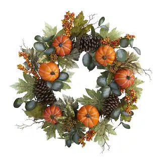 24" Pumpkins, Pinecones & Berries Fall Wreath | Michaels | Michaels Stores