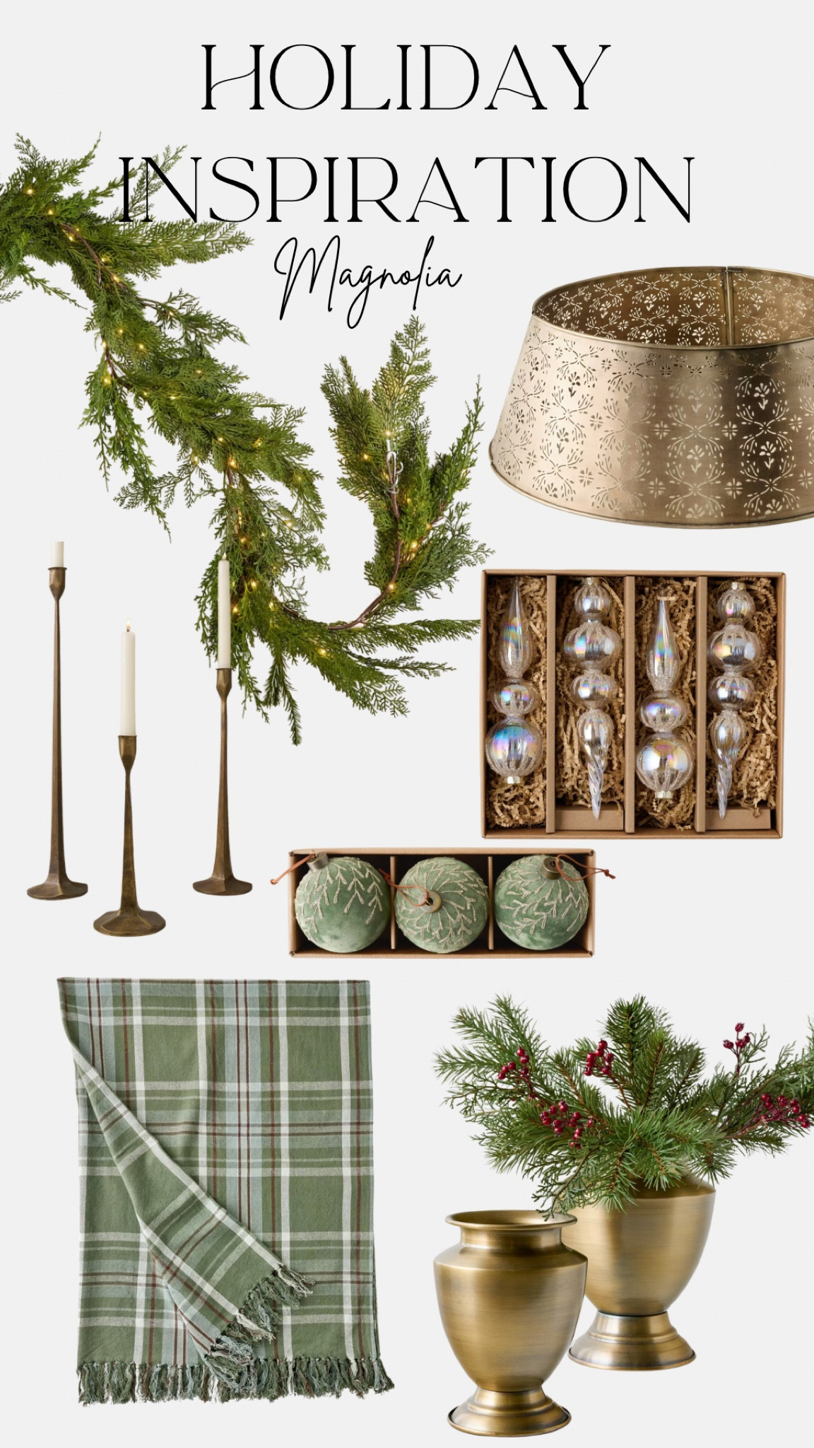 Holiday inspiration from Magnolia. Life like garland, delicate ornaments, and beautiful throws.

#LTKHoliday #LTKSeasonal #LTKHome