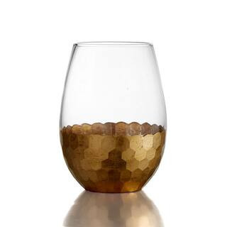 Daphne Gold Stemless Glasses 20 oz. / 591 ml 3.66 in. x 4.92 in. Gift Box (Set of 4) | The Home Depot