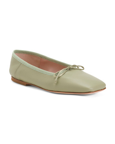 Made In Italy Leather Laura Square Toe Flats | TJ Maxx