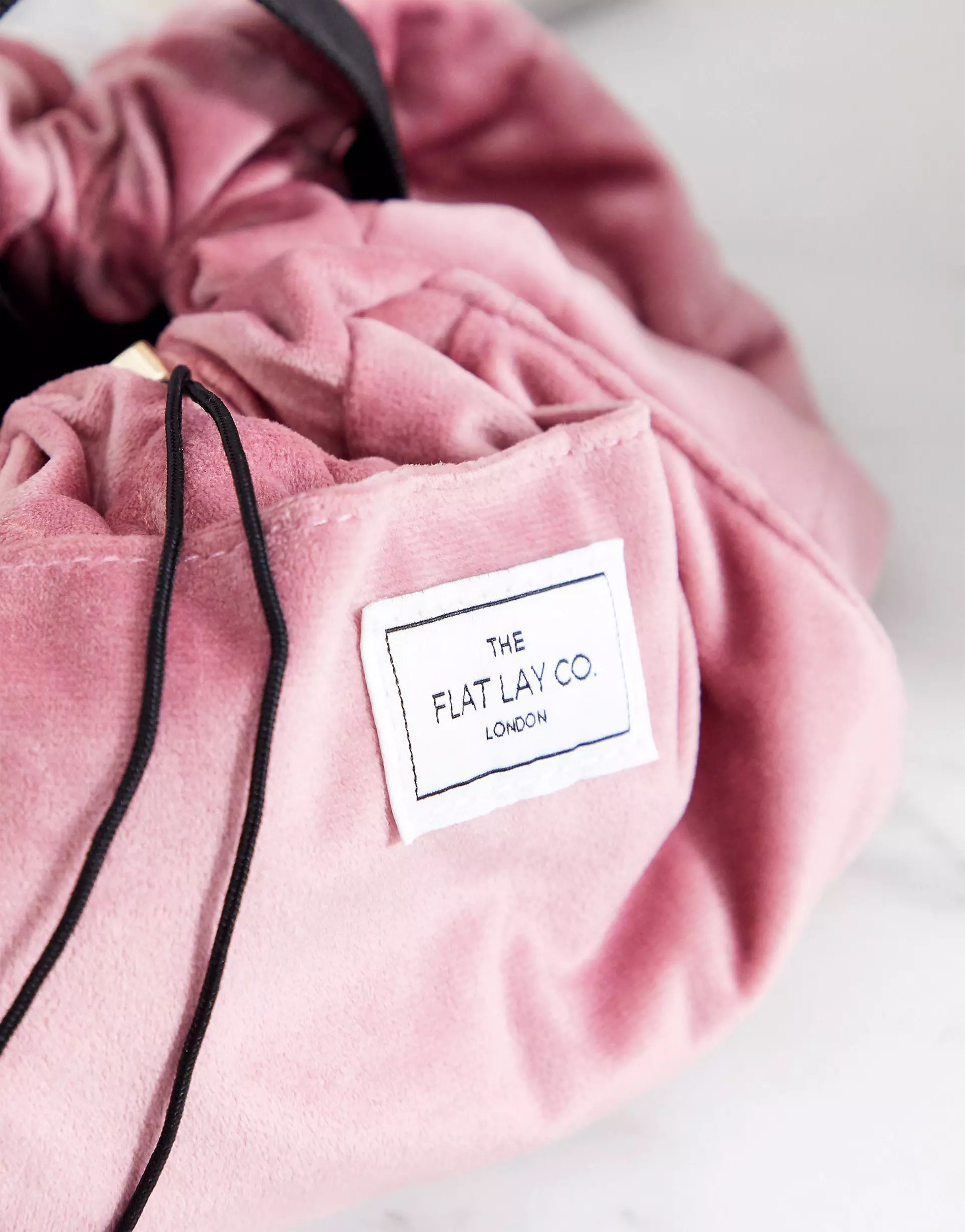The Flat Lay Co. Drawstring Makeup Bag - Pink Velvet | ASOS (Global)