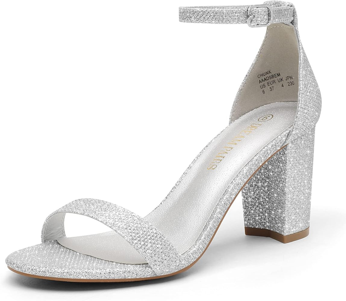 DREAM PAIRS Women's Chunk Low Heel Pump Sandals | Amazon (US)