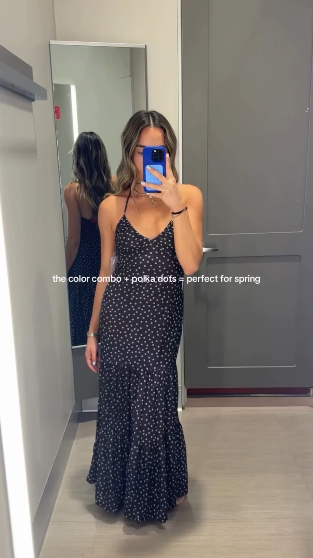 the baby blue + brown color combo mixed with the polka dot print.. talk about perfect for spring 🌸 #targetfinds