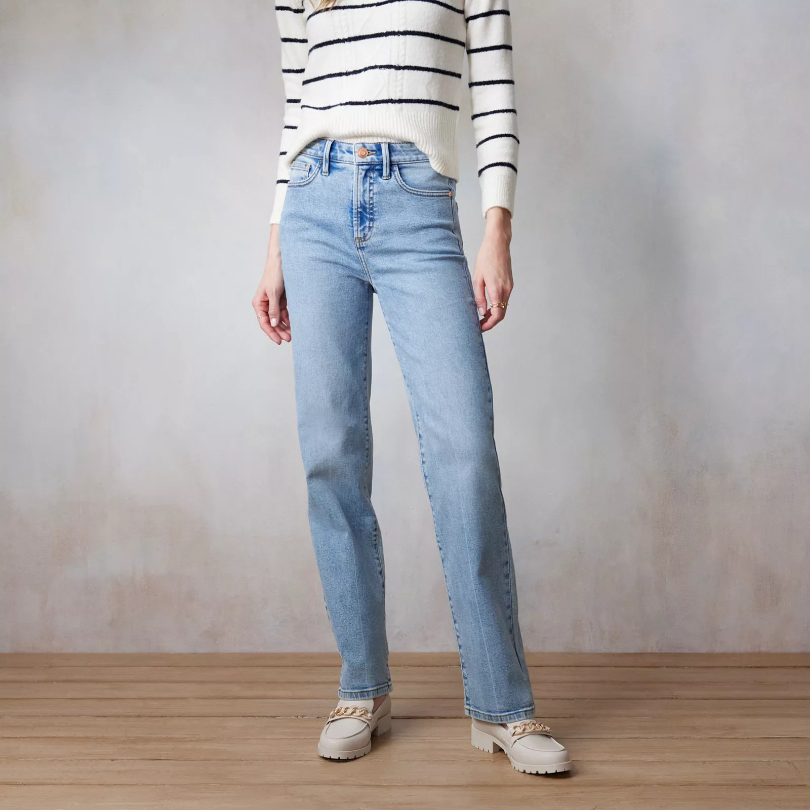 Women's LC Lauren Conrad Super High-Rise True Straight Jeans, Size: 8 Short, Light Blue | Kohl's