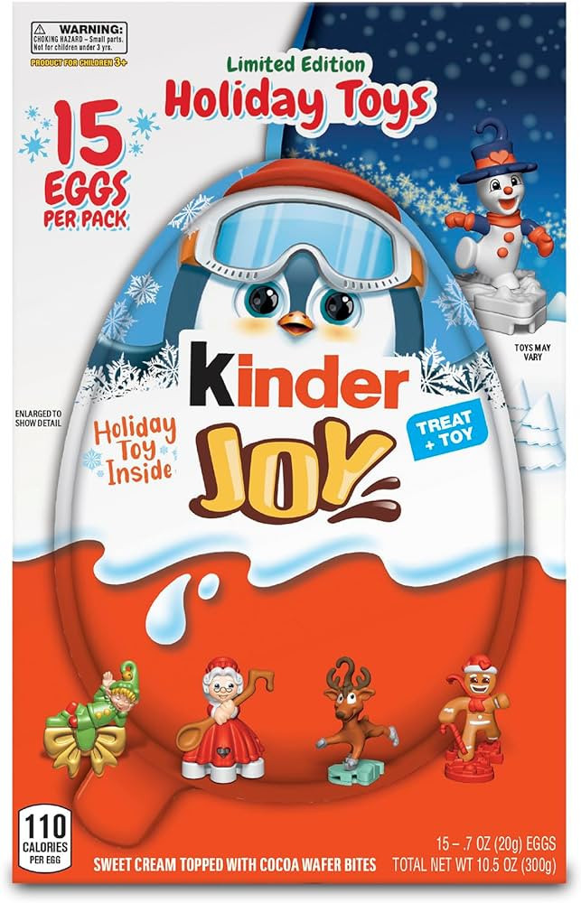 Kinder Joy Eggs Holiday Treat Plus Toy, Sweet Cream and Chocolatey Wafers, Individually Wrapped, ... | Amazon (US)