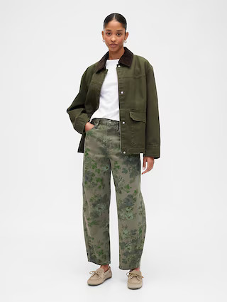 High Rise Print Barrel Jeans | Gap Factory