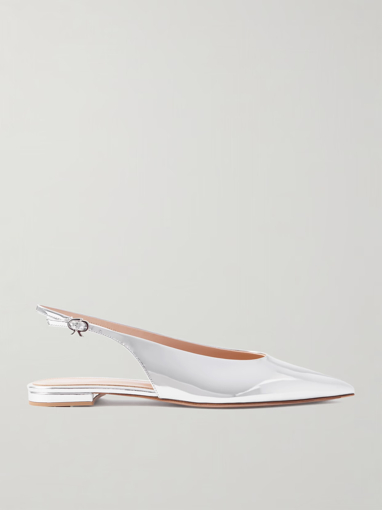 Gianvito Rossi - Robbie Mirrored-leather Point-toe Slingback Flats - Silver - IT36.5 | NET-A-PORTER APAC