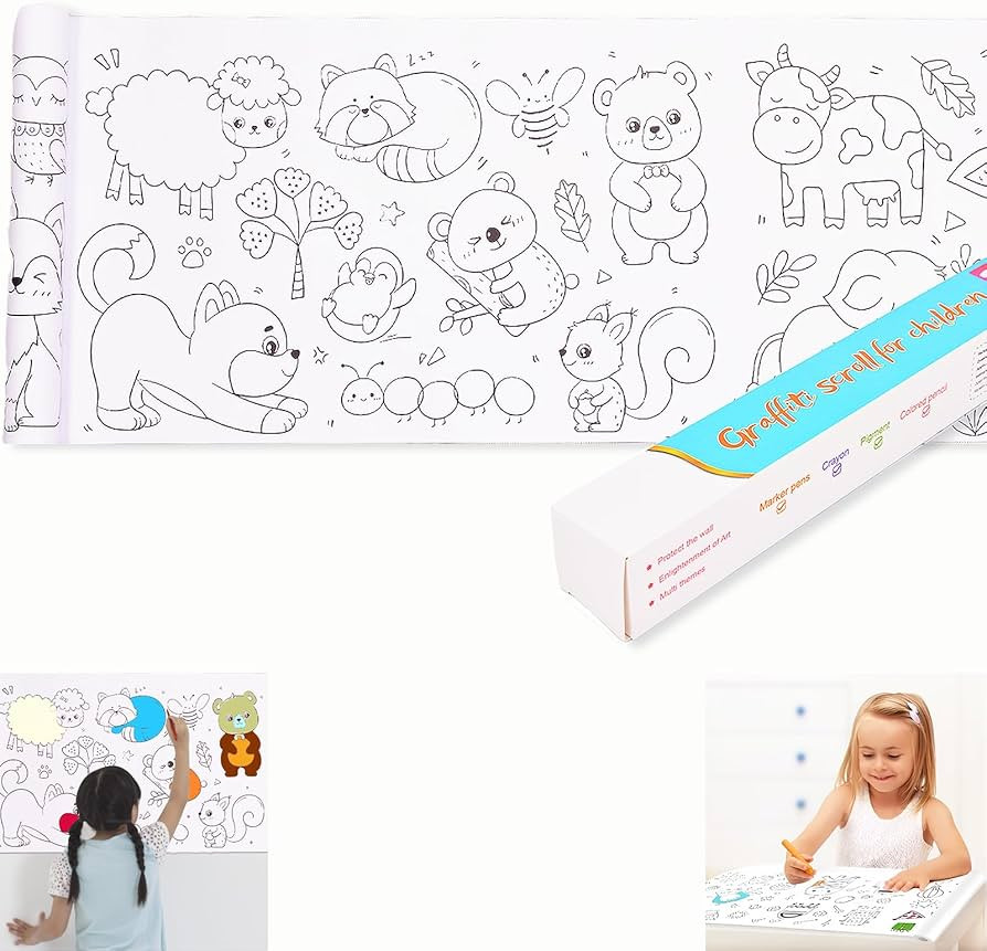 Children's Drawing Roll, Coloring Paper Roll for Kids,Sticky DIY Painting Drawing Paper Rolls for... | Amazon (US)