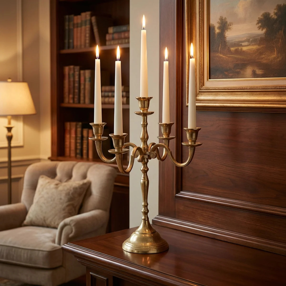 Hampton 15.7" H Gold Tabletop 5 Candle Candelabra | Wayfair North America
