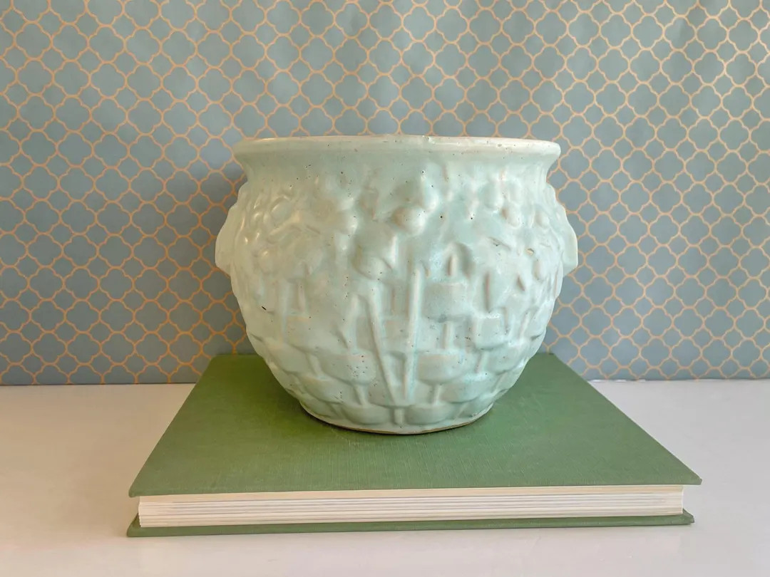 Vintage Mccoy Jardineire Large RARE Basketweave Blue 1930s Mid-century - Etsy | Etsy (US)