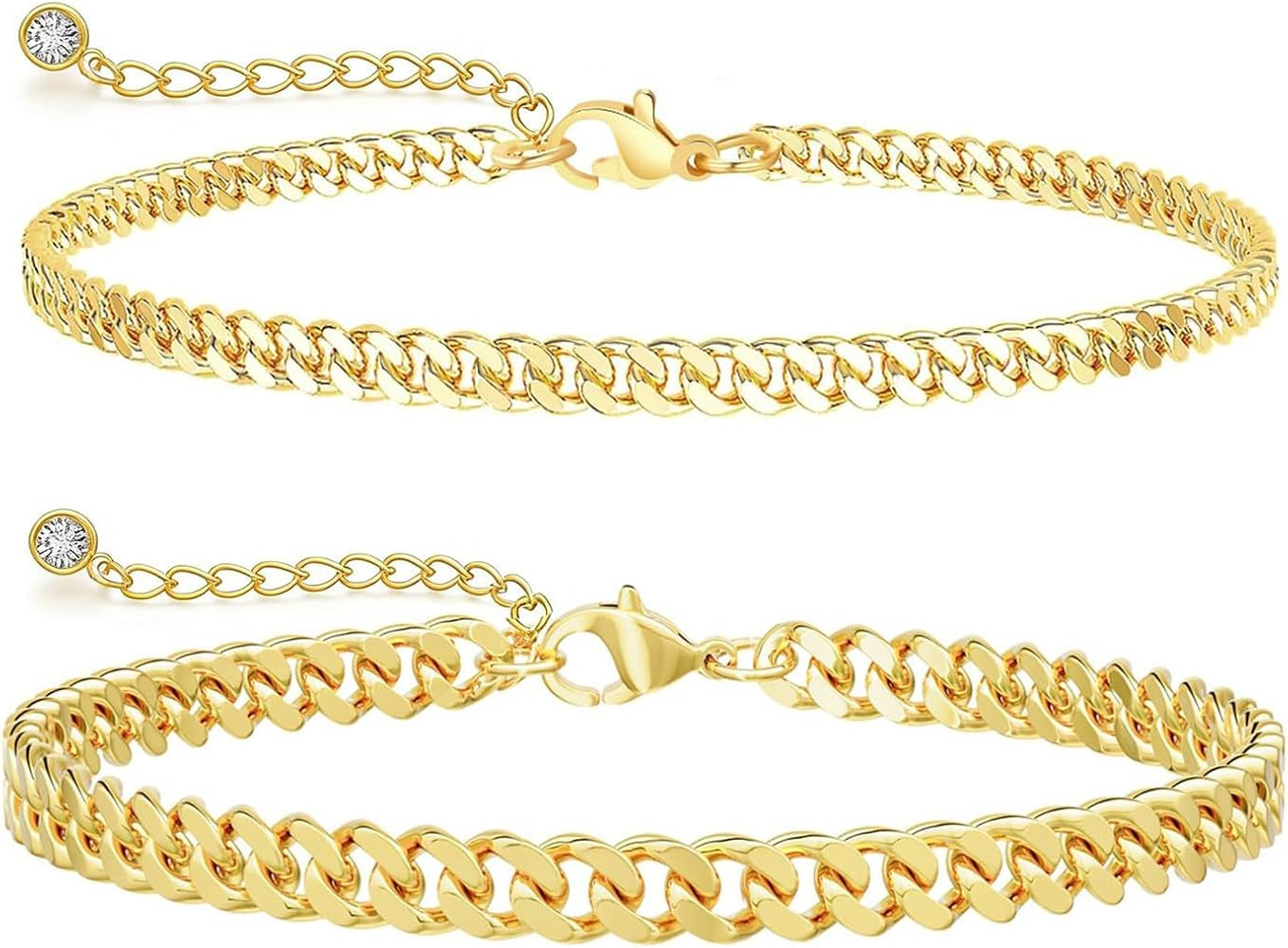 Nanafast Gold Ankle Bracelets for Women Gold Cuban Link Anklet Set Minimalist Layering Foot Chain... | Amazon (US)