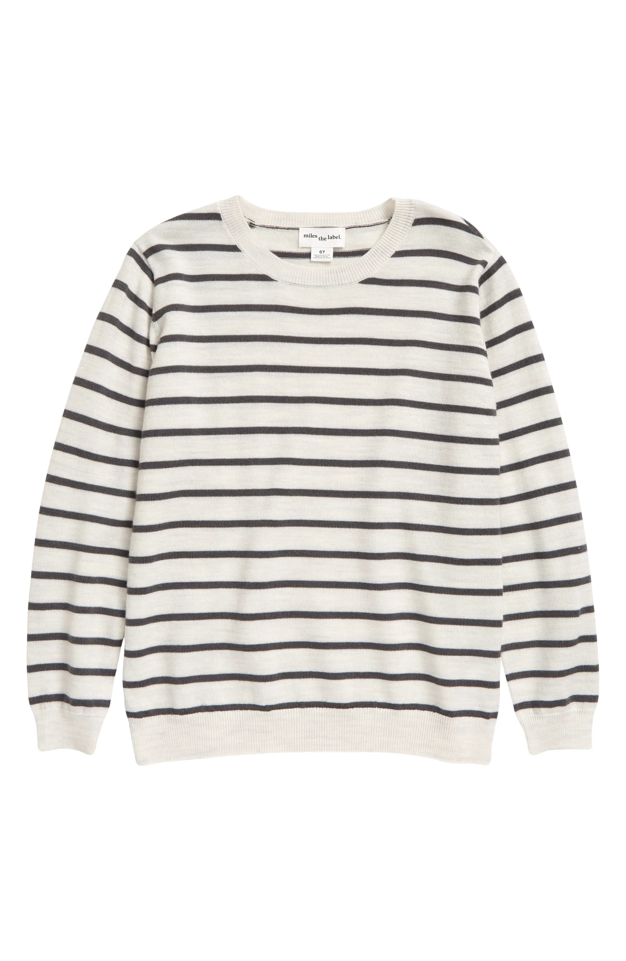 Boy's Miles Kids' Wool Sweater, Size 5 - Grey | Nordstrom