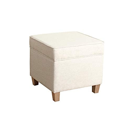 Homepop Home Decor | K7342-F2067 | Classic Square Storage Ottoman with Lift Off Lid | Ottoman with Storage for Living Room & Bedroom, Cream Woven | Amazon (US)