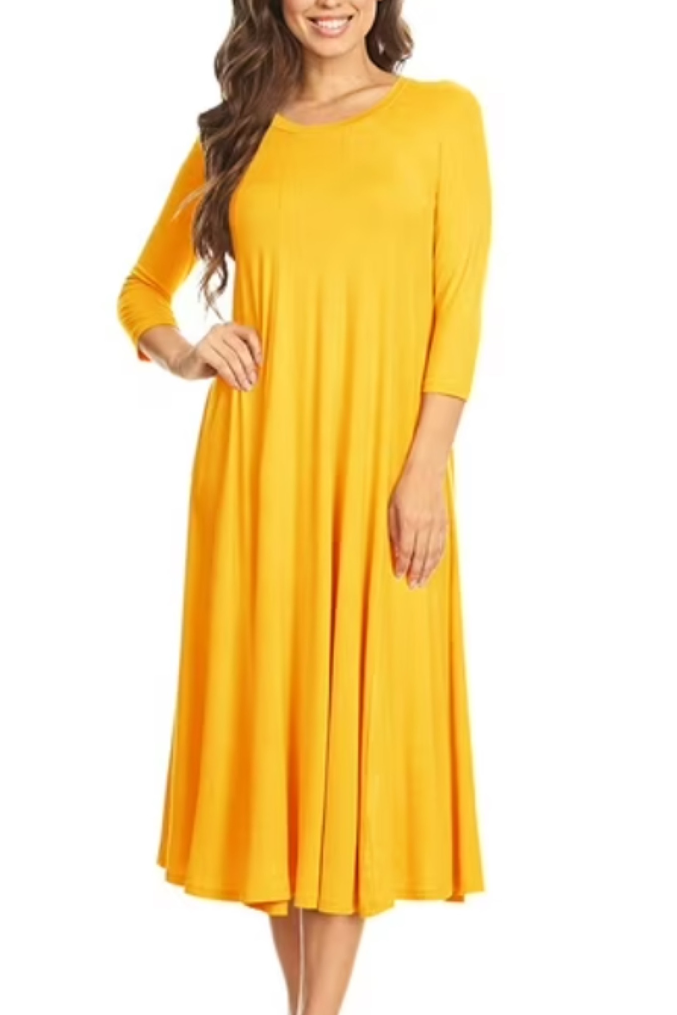 Casual basic comfy a-line midi dress in ‘mustard’ from Walmart
Yellow ochre / mustard
House of colour / Autumn 

#LTKStyleTip #LTKWorkwear