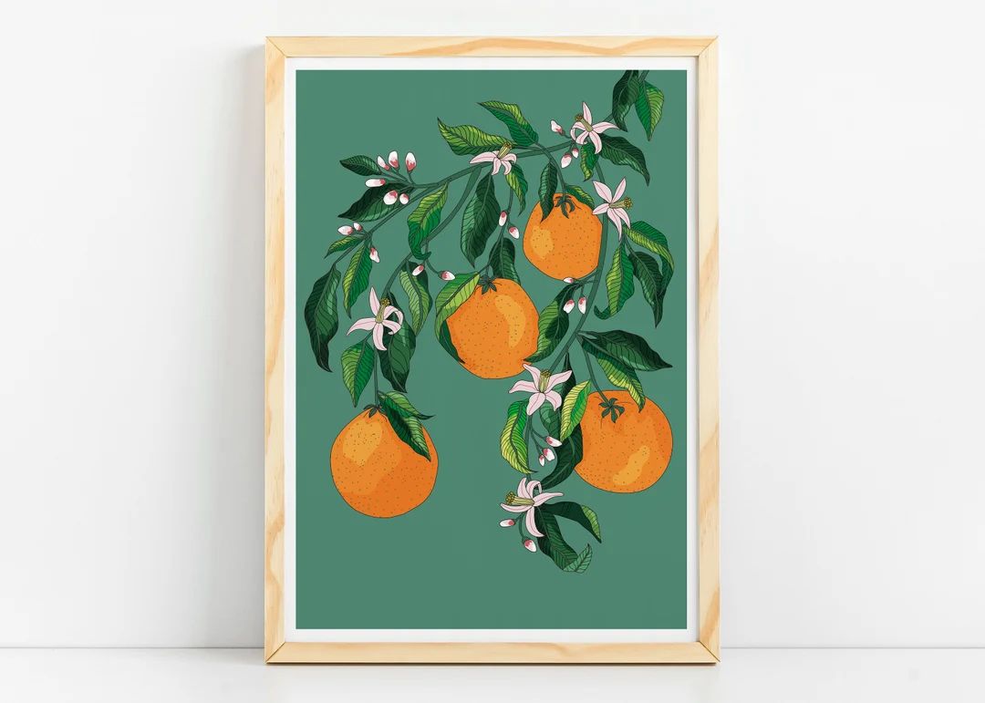 DIGITAL DOWNLOAD  Orange With Blossom Flowers  Art Print / - Etsy | Etsy (US)