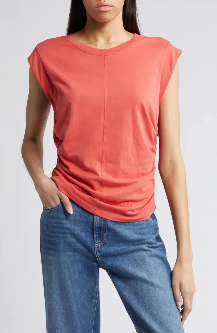 Ruched Cap Sleeve Cotton Top | Nordstrom