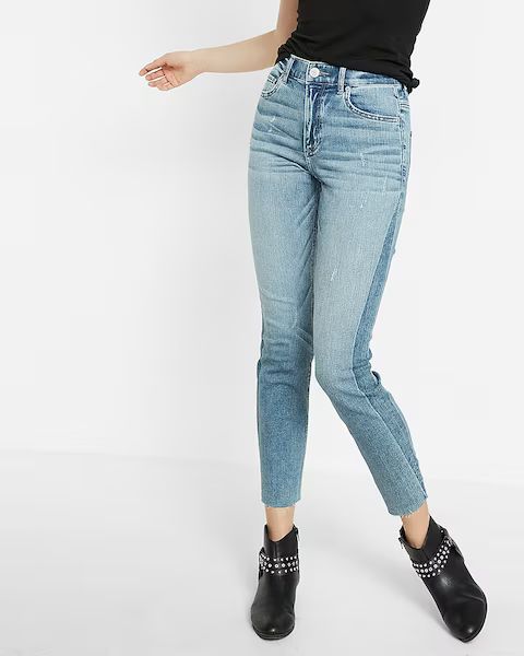 High Waisted Striped Stretch Super Skinny Ankle Jeans | Express