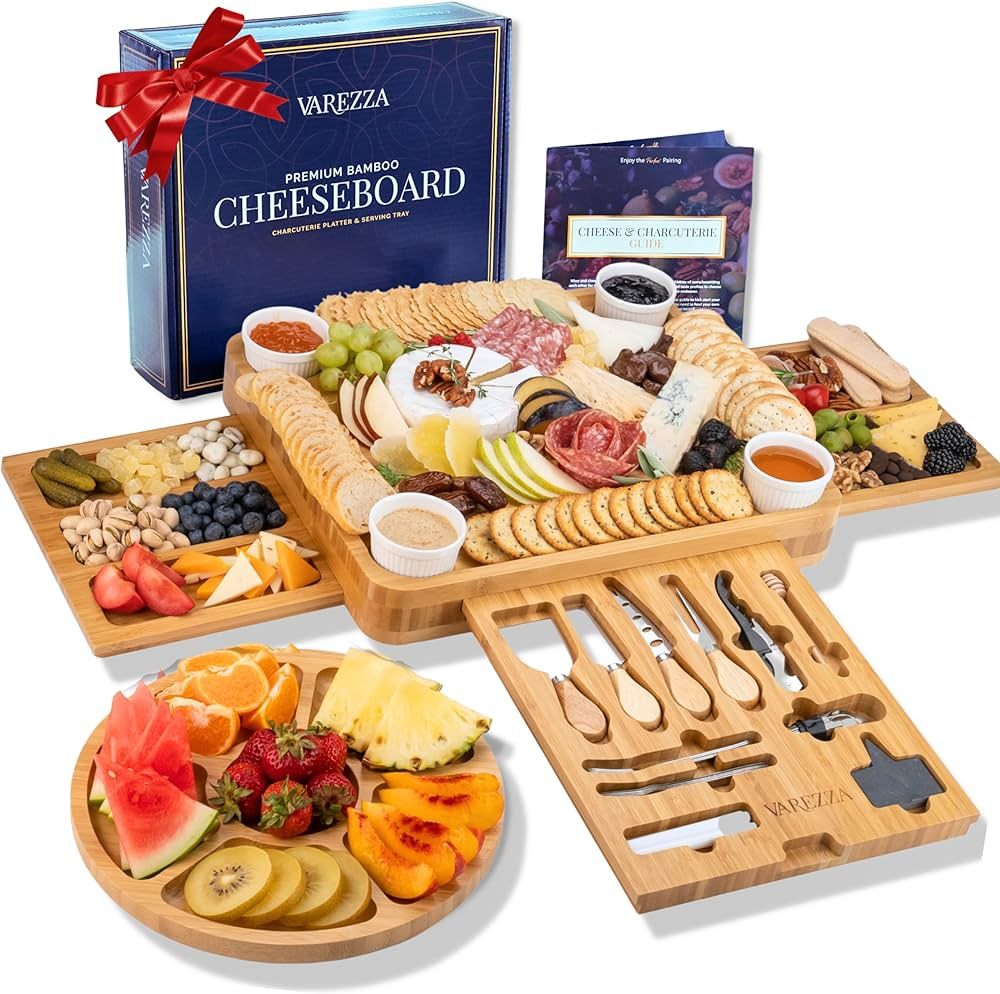 VAREZZA Extra Large Charcuterie Boards Gift Set: Bamboo Cheese Board and Knife Set- Unique for Wo... | Amazon (US)
