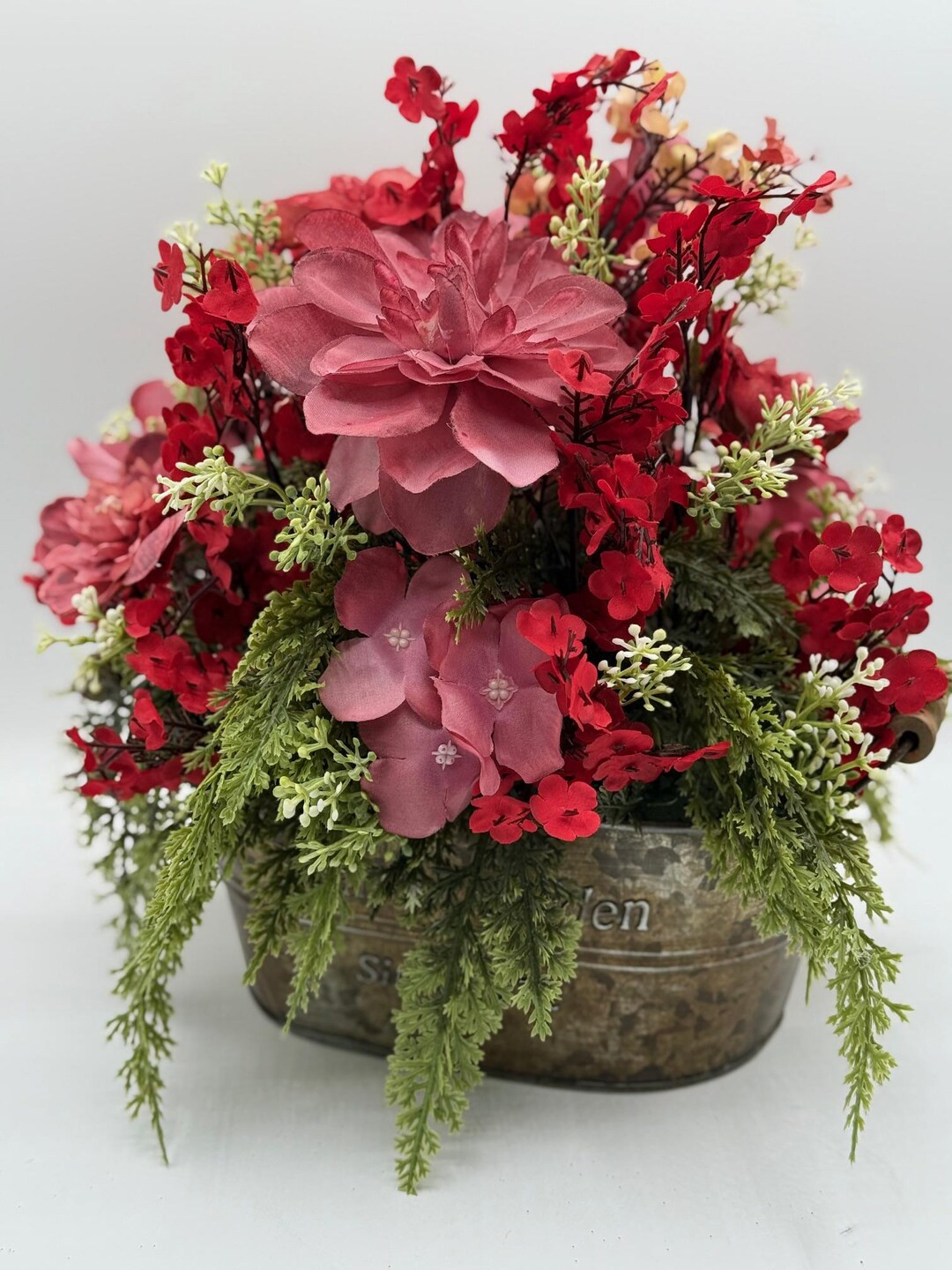 Holiday / Christmas Handcrafted Artificial Floral Arrangement. Holiday Centerpiece With Hydrangea... | Etsy (US)