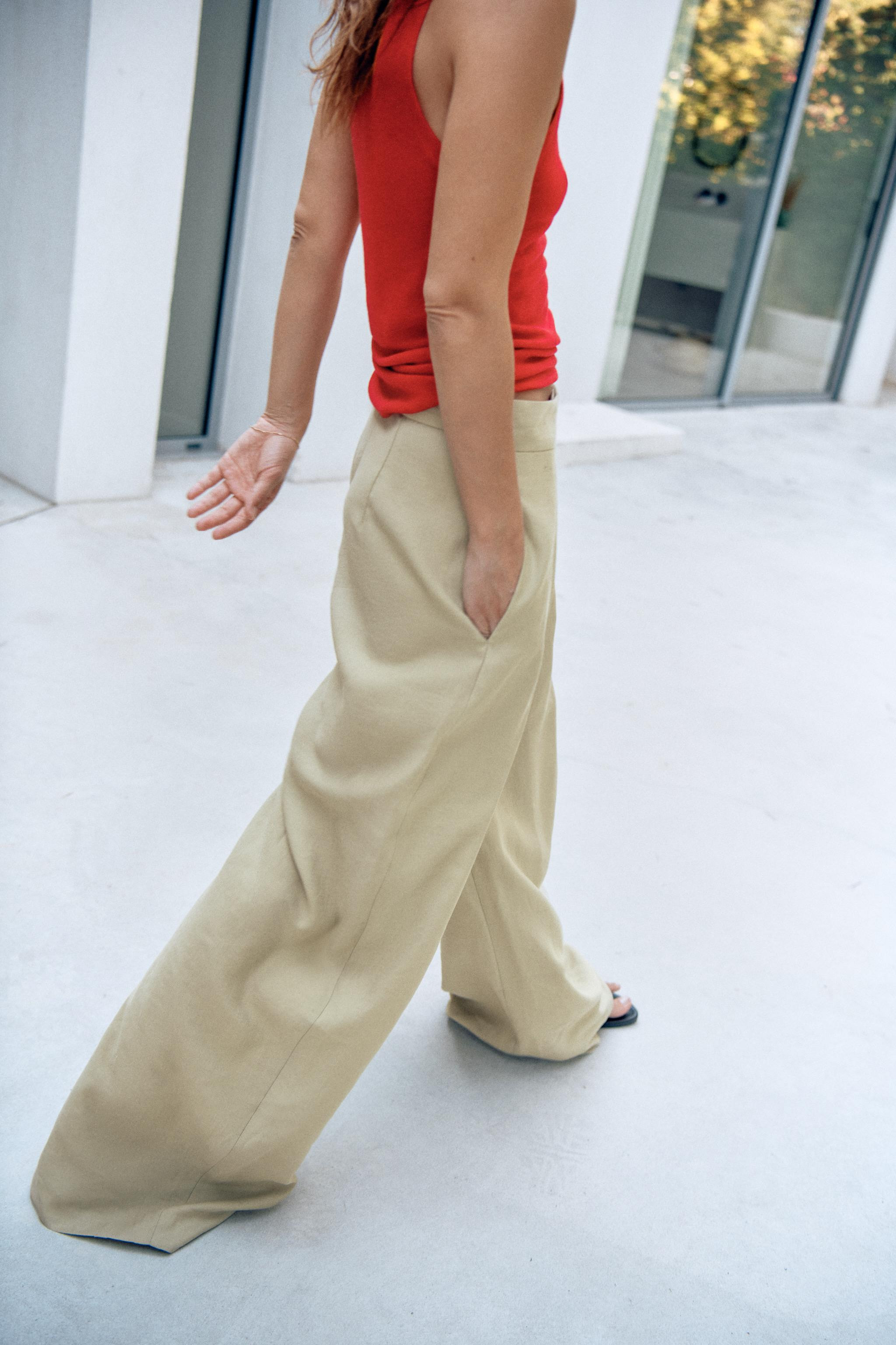 ZW COLLECTION PLEATED WIDE LEG PANTS | Zara US