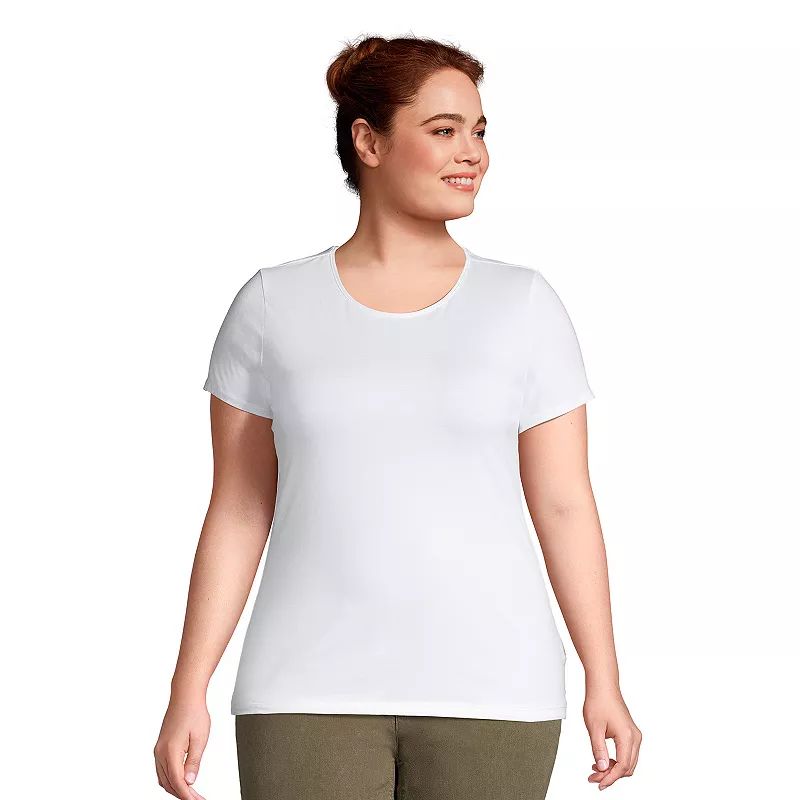 Plus Size Lands' End Lightweight Fitted Short Sleeve Crewneck T-Shirt, Women's, Size: 3XL, White | Kohl's